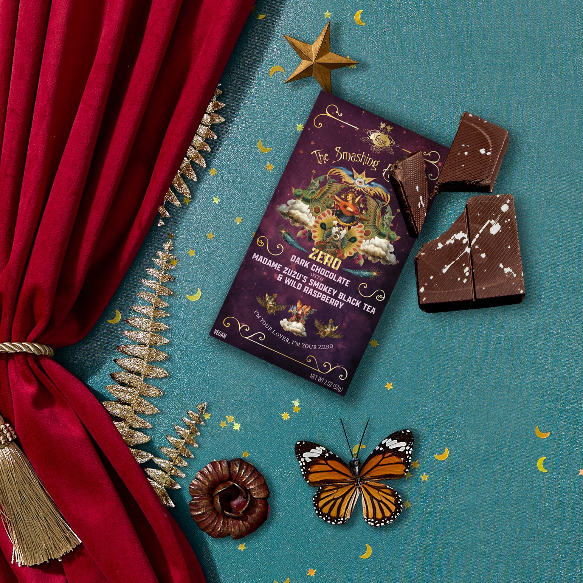 Smashing Pumpkins x Vosges ZERO Raspberry Black Tea Dark Chocolate Bar